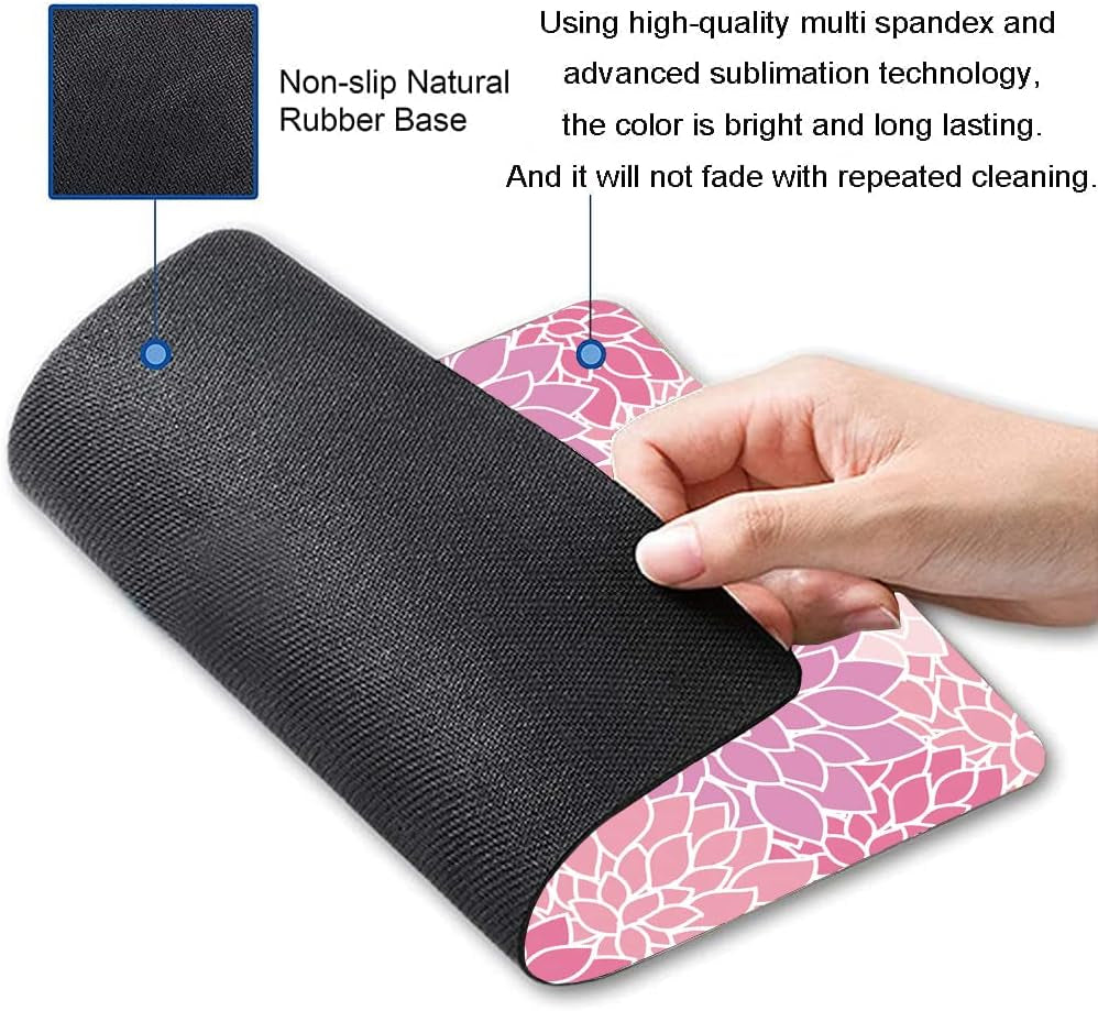 Custom Square Gaming Mouse Pad, Pink Mandala Mouse Pad, Unique Design Anti-Slip Rubber Base Mouse Pad for Desktop Computer and Laptop Mouse Pad