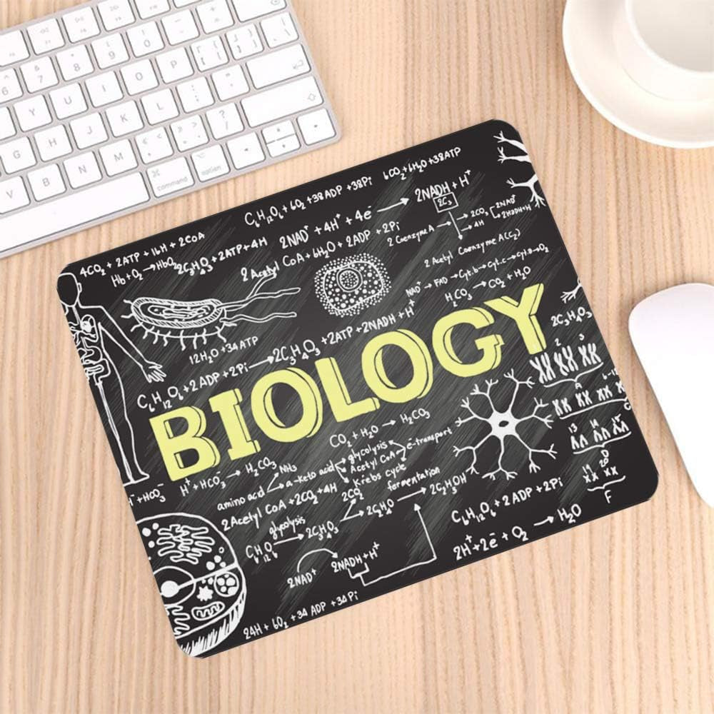 Educational Gaming Mouse Pad Black Chalkboard Biology Hand Written School Classroom Non-Slip Rubber Mouse Pad for Computers, Laptop, Office, Home Rectangle Mousepad 9.5 Inch X 7.9 Inch