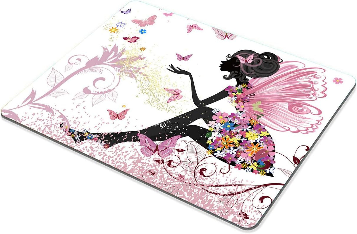 Butterfly Women Mouse Pad,Pink Butterfly Beautiful Women Non-Slip Rubber Mouse Pad Gaming Mouse Pad