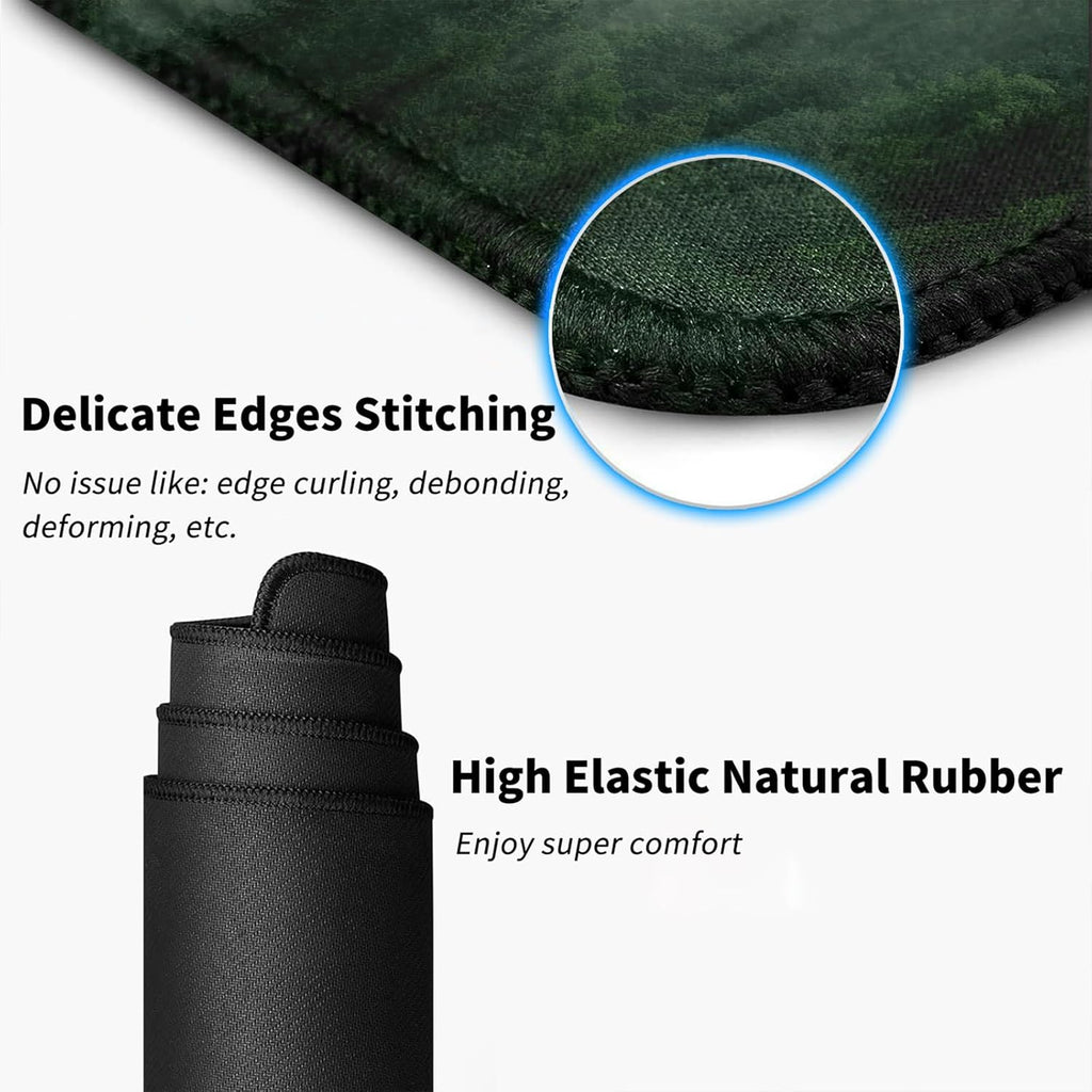 Extended Large Mouse Pad, Functional Desk Pad with Stitched Edges, XXL Mouse Pad Large (31.5X11.8 Inch) W/Brilliant Design, Desk Mat Keyboard Pad Non Slip Base Gaming Mousepad - Forests