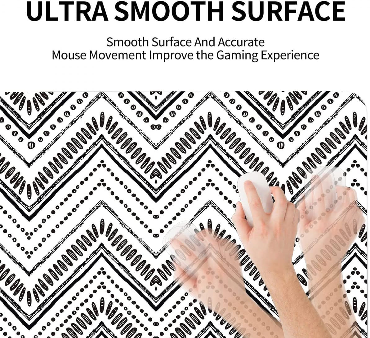 Extended Gaming Mouse Pad XXL Large Keyboard Mat Long Mousepad Desk Decor Writing Pad Non-Slip Rubber Base Mousepad Waterproof Keyboard Mouse Mat Desk Pad for Work Game Office Home Black White
