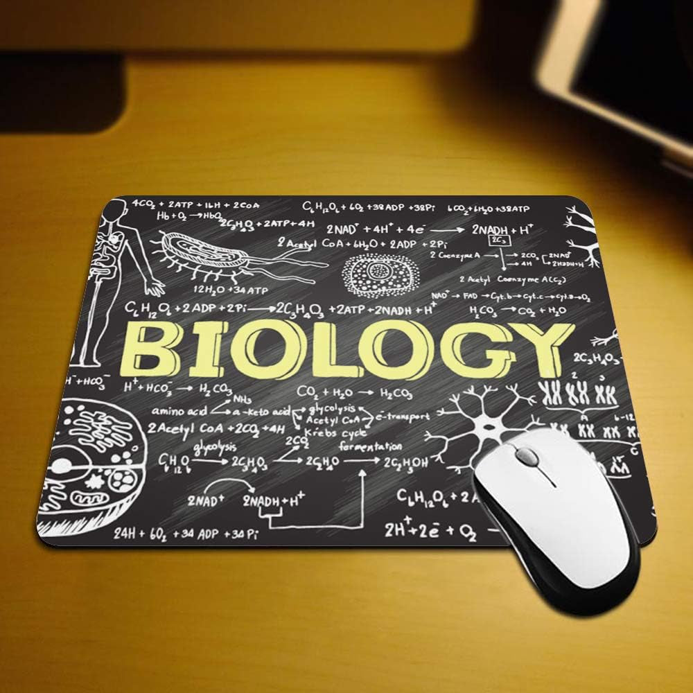 Educational Gaming Mouse Pad Black Chalkboard Biology Hand Written School Classroom Non-Slip Rubber Mouse Pad for Computers, Laptop, Office, Home Rectangle Mousepad 9.5 Inch X 7.9 Inch