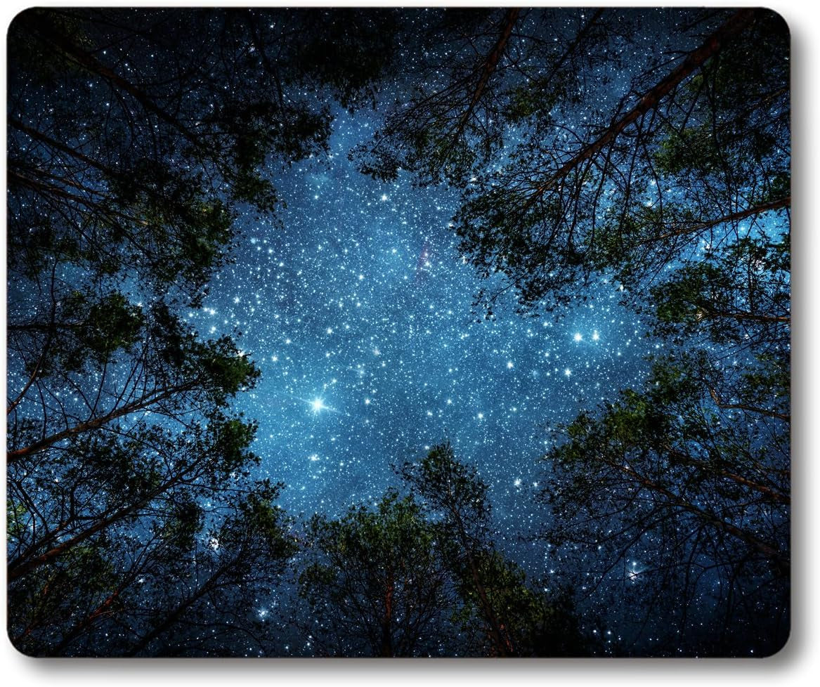 Beautiful Night Sky Mouse Pad - the Milky Way and the Trees, Sublime Nature View Rectangle Non-Slip Rubber Gaming Mouse Pad