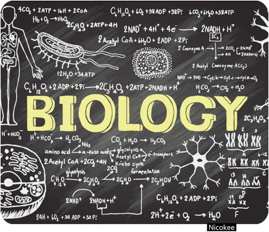 Educational Gaming Mouse Pad Black Chalkboard Biology Hand Written School Classroom Non-Slip Rubber Mouse Pad for Computers, Laptop, Office, Home Rectangle Mousepad 9.5 Inch X 7.9 Inch
