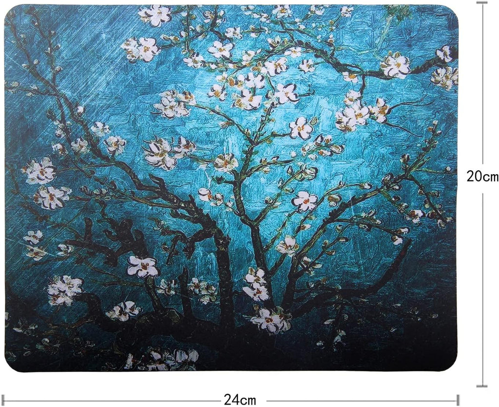 Mouse Pad, Gaming Mouse Pad, Non-Slip Rubber Base Mouse Mat with Designs for Laptop, Computer & Office, 9.5 X 7.9 X 0.12 Inches (Van Gogh Flower)