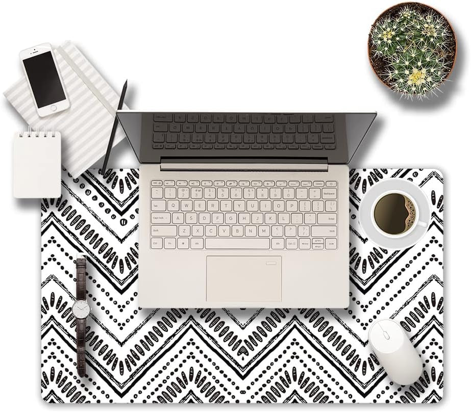 Extended Gaming Mouse Pad XXL Large Keyboard Mat Long Mousepad Desk Decor Writing Pad Non-Slip Rubber Base Mousepad Waterproof Keyboard Mouse Mat Desk Pad for Work Game Office Home Black White