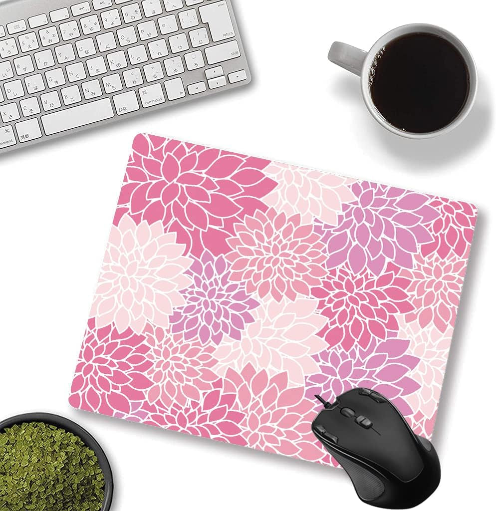 Custom Square Gaming Mouse Pad, Pink Mandala Mouse Pad, Unique Design Anti-Slip Rubber Base Mouse Pad for Desktop Computer and Laptop Mouse Pad