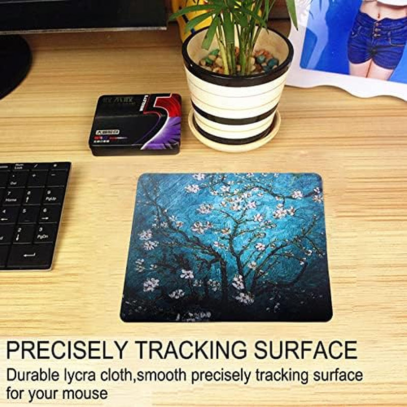 Mouse Pad, Gaming Mouse Pad, Non-Slip Rubber Base Mouse Mat with Designs for Laptop, Computer & Office, 9.5 X 7.9 X 0.12 Inches (Van Gogh Flower)