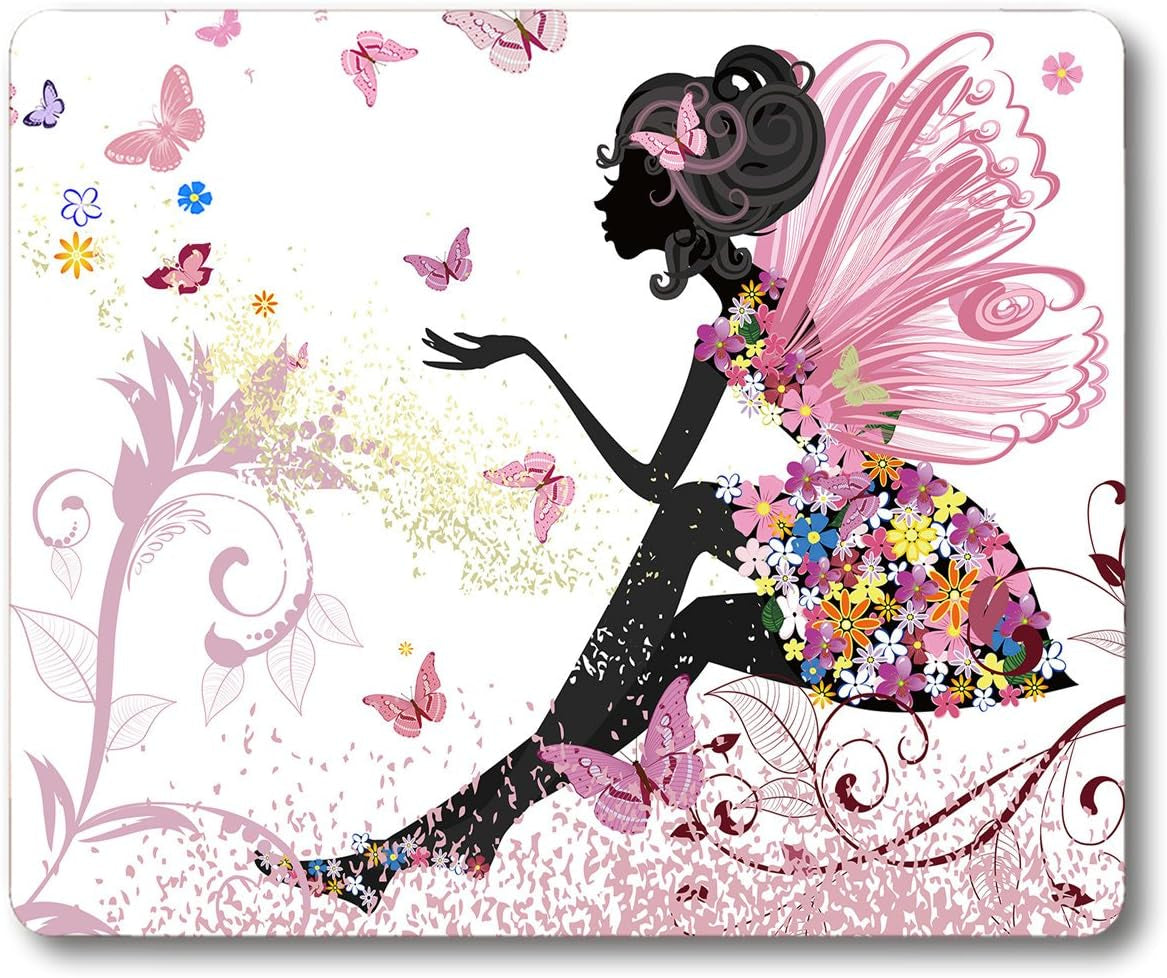Butterfly Women Mouse Pad,Pink Butterfly Beautiful Women Non-Slip Rubber Mouse Pad Gaming Mouse Pad