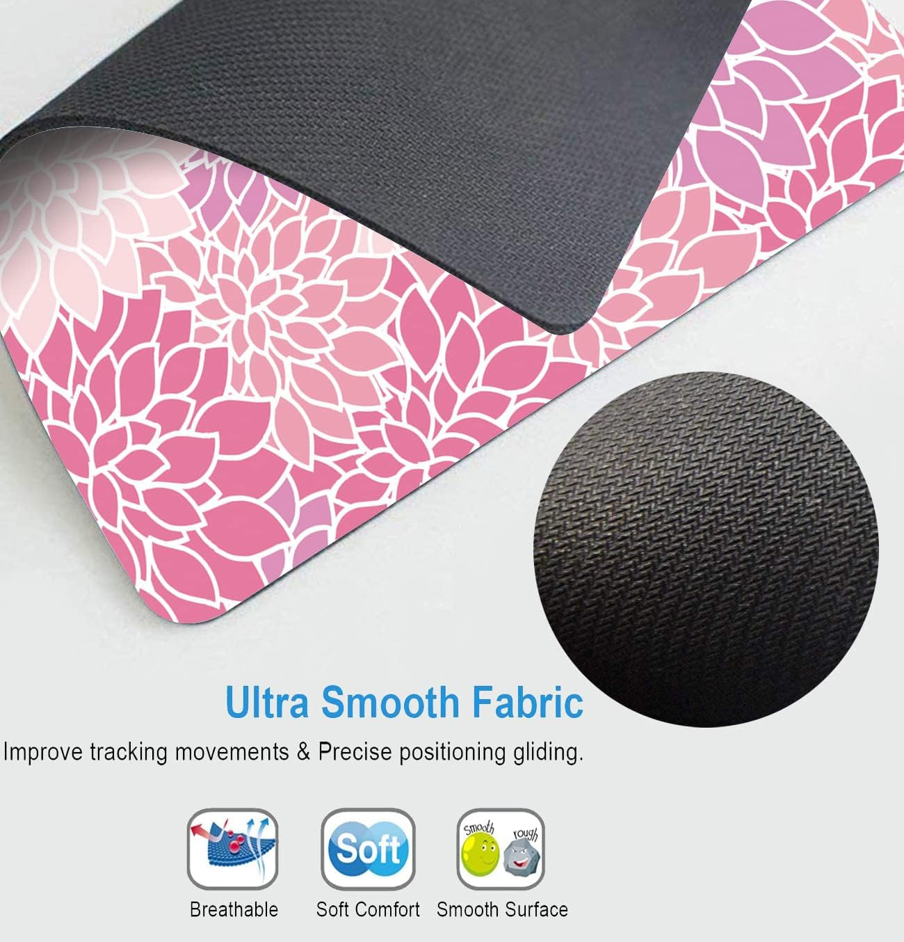Custom Square Gaming Mouse Pad, Pink Mandala Mouse Pad, Unique Design Anti-Slip Rubber Base Mouse Pad for Desktop Computer and Laptop Mouse Pad