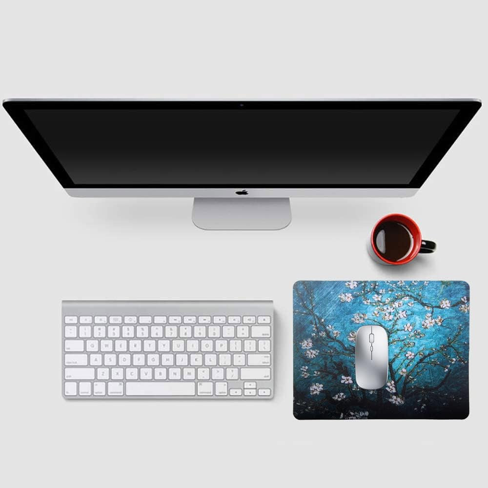 Mouse Pad, Gaming Mouse Pad, Non-Slip Rubber Base Mouse Mat with Designs for Laptop, Computer & Office, 9.5 X 7.9 X 0.12 Inches (Van Gogh Flower)