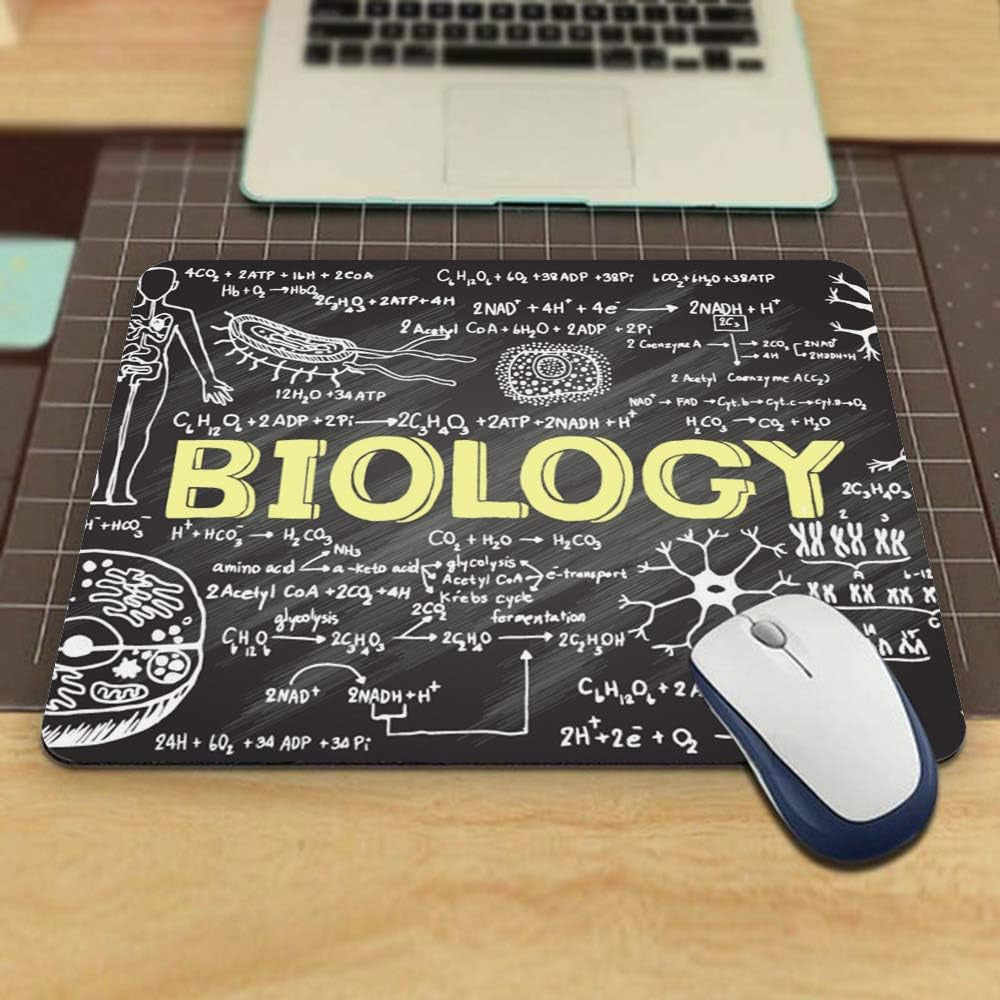 Educational Gaming Mouse Pad Black Chalkboard Biology Hand Written School Classroom Non-Slip Rubber Mouse Pad for Computers, Laptop, Office, Home Rectangle Mousepad 9.5 Inch X 7.9 Inch