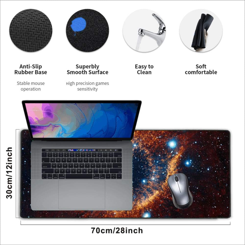Extended 70X30Cm Gaming Mouse Pad with Stitched Edges,Non-Slip Base,Water-Resistant Desk Pad Keyboard Mat for Work,Gaming,Office,Home.(Beautiful Space)