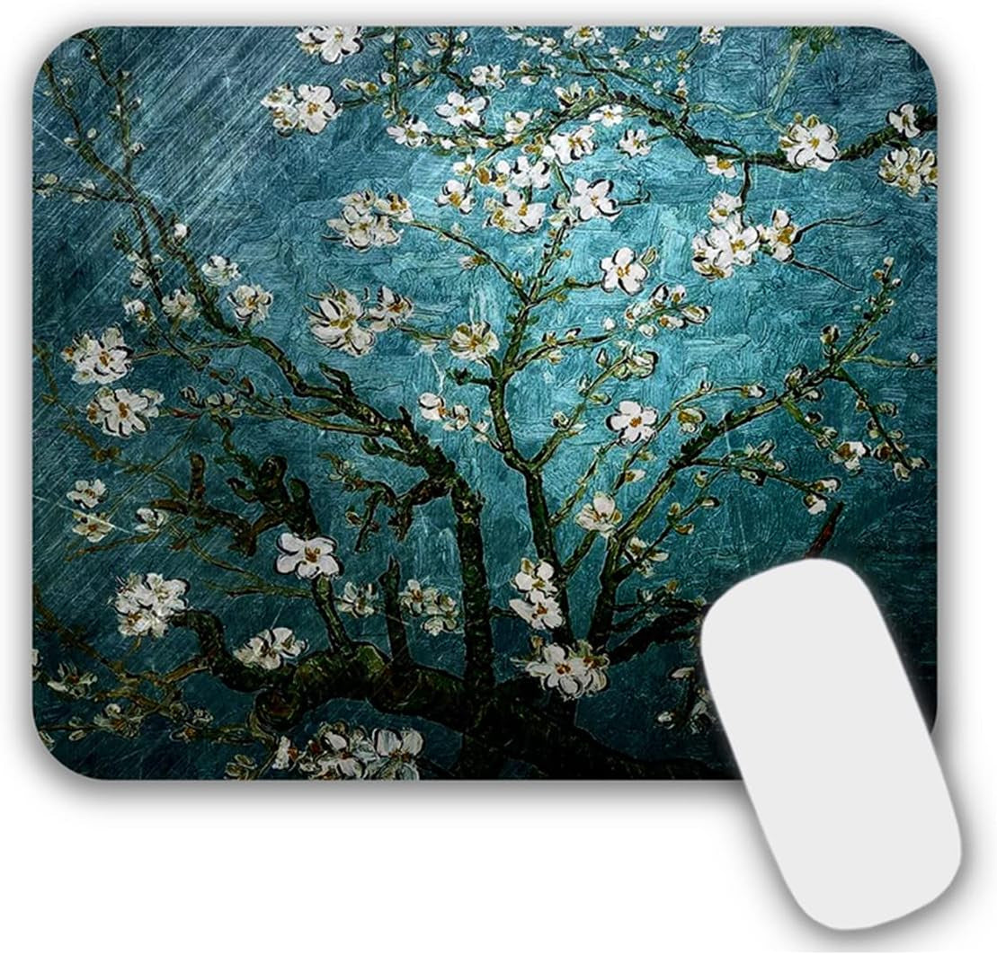 Mouse Pad, Gaming Mouse Pad, Non-Slip Rubber Base Mouse Mat with Designs for Laptop, Computer & Office, 9.5 X 7.9 X 0.12 Inches (Van Gogh Flower)