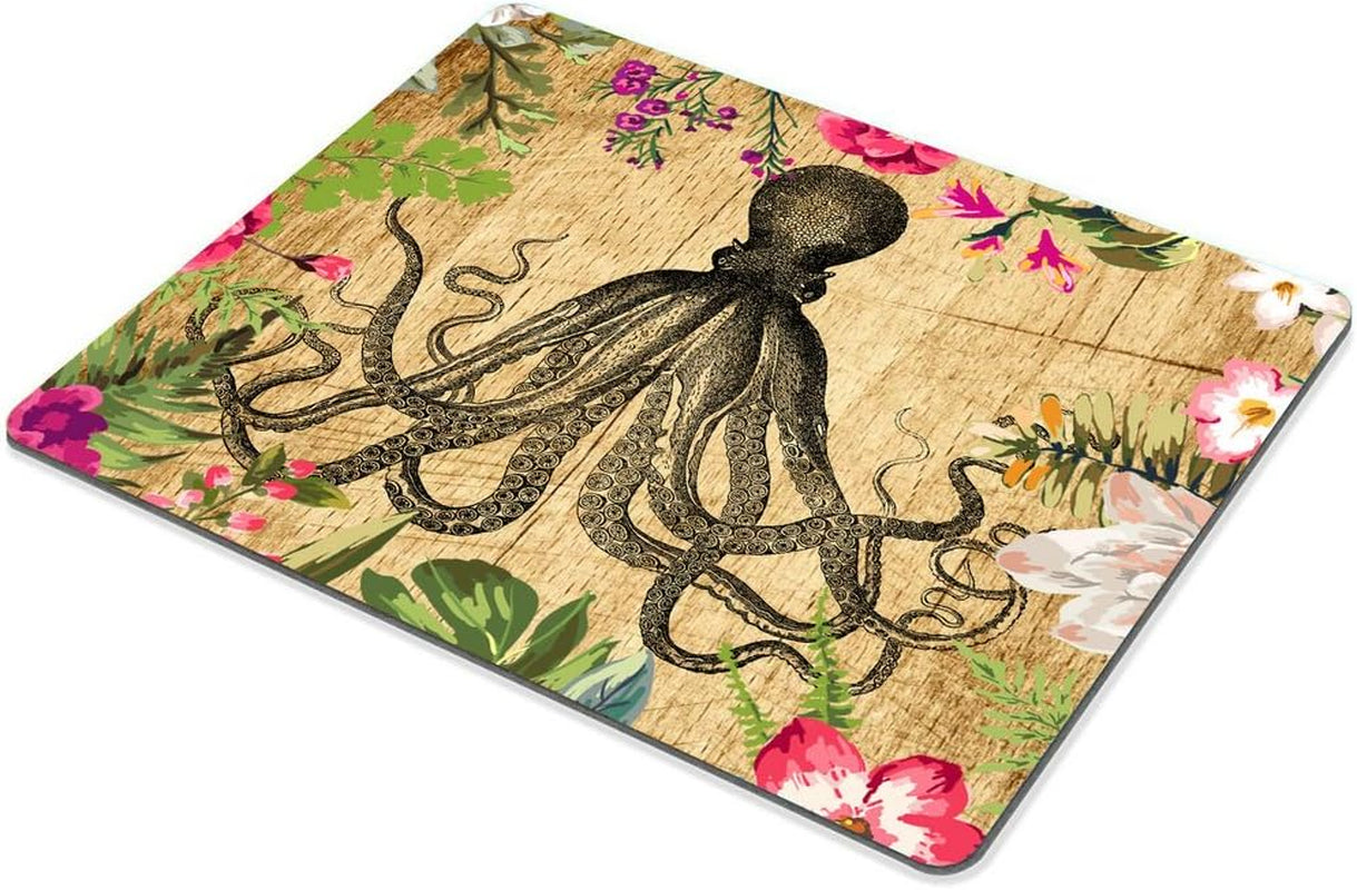 Kraken Octopus Roses Leaves Tentacles Octopi Vintage Antiqued Customized Rectangle Non-Slip Rubber Mousepad Gaming Mouse Pad