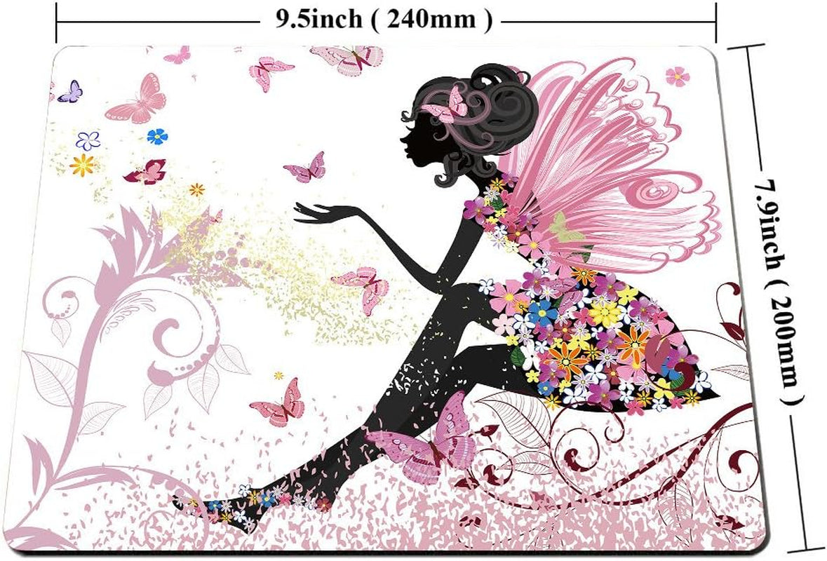 Butterfly Women Mouse Pad,Pink Butterfly Beautiful Women Non-Slip Rubber Mouse Pad Gaming Mouse Pad