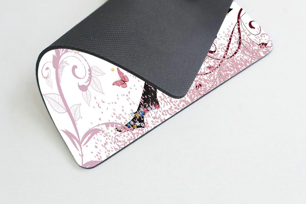 Butterfly Women Mouse Pad,Pink Butterfly Beautiful Women Non-Slip Rubber Mouse Pad Gaming Mouse Pad
