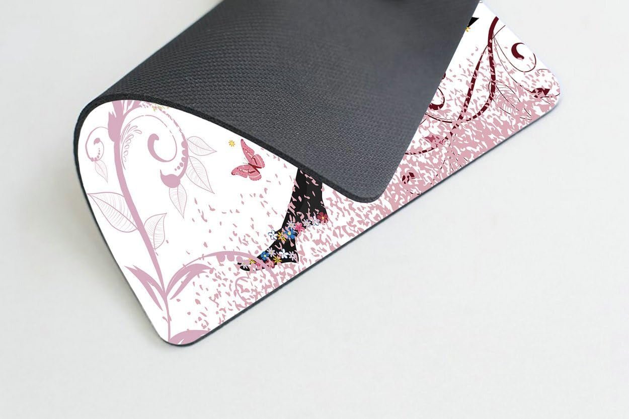 Butterfly Women Mouse Pad,Pink Butterfly Beautiful Women Non-Slip Rubber Mouse Pad Gaming Mouse Pad