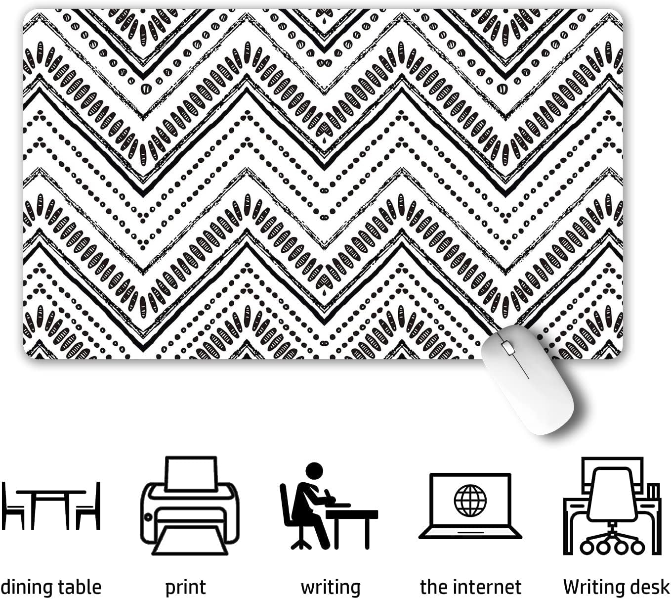Extended Gaming Mouse Pad XXL Large Keyboard Mat Long Mousepad Desk Decor Writing Pad Non-Slip Rubber Base Mousepad Waterproof Keyboard Mouse Mat Desk Pad for Work Game Office Home Black White