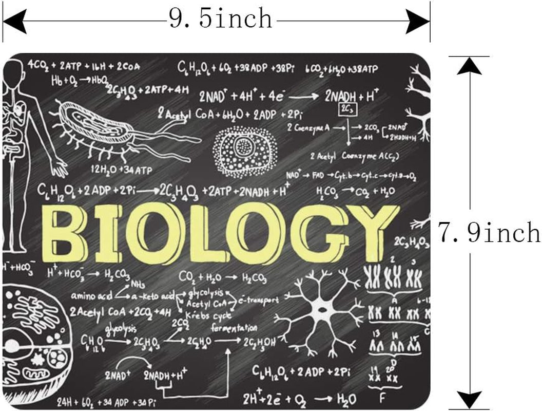 Educational Gaming Mouse Pad Black Chalkboard Biology Hand Written School Classroom Non-Slip Rubber Mouse Pad for Computers, Laptop, Office, Home Rectangle Mousepad 9.5 Inch X 7.9 Inch